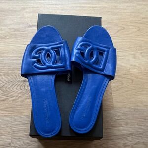 Dolce & Gabbana Royal Blue Slide Sandals